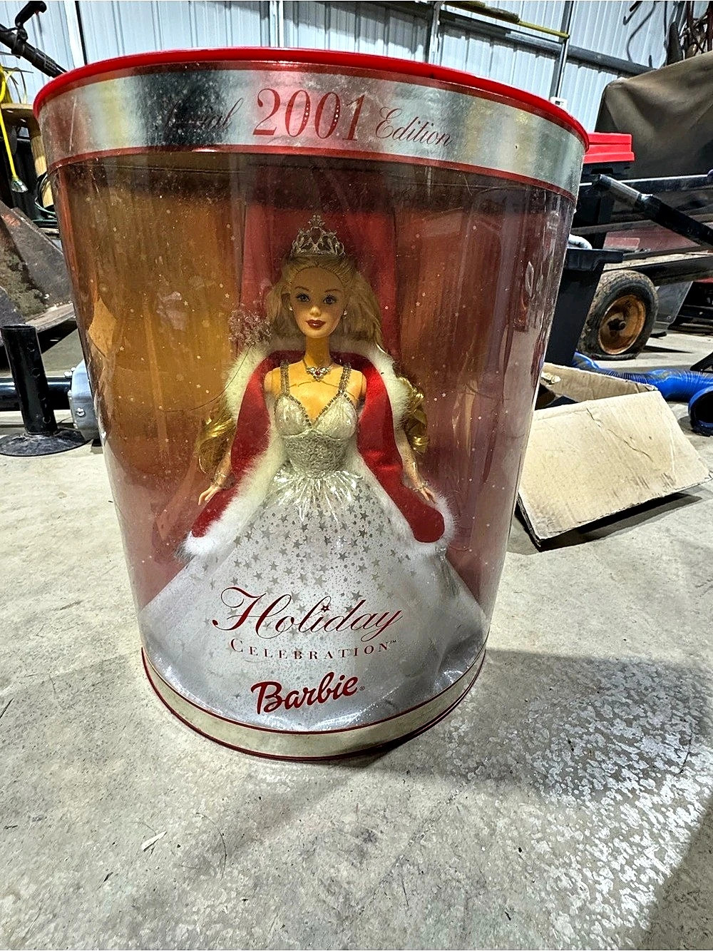 Barbie 2001 Holiday Celebration Barbie Holiday Doll in Red & Silver Like New